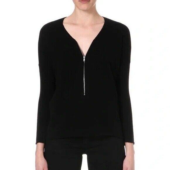 The Kooples Sport Size XS Cashmere Zip Front V Neck Sweater Burgundy Red - Picture 5 of 12